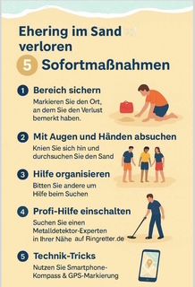 Infografik: Ehering im Sand verloren - So findest du deinen Ehering im Sand wieder