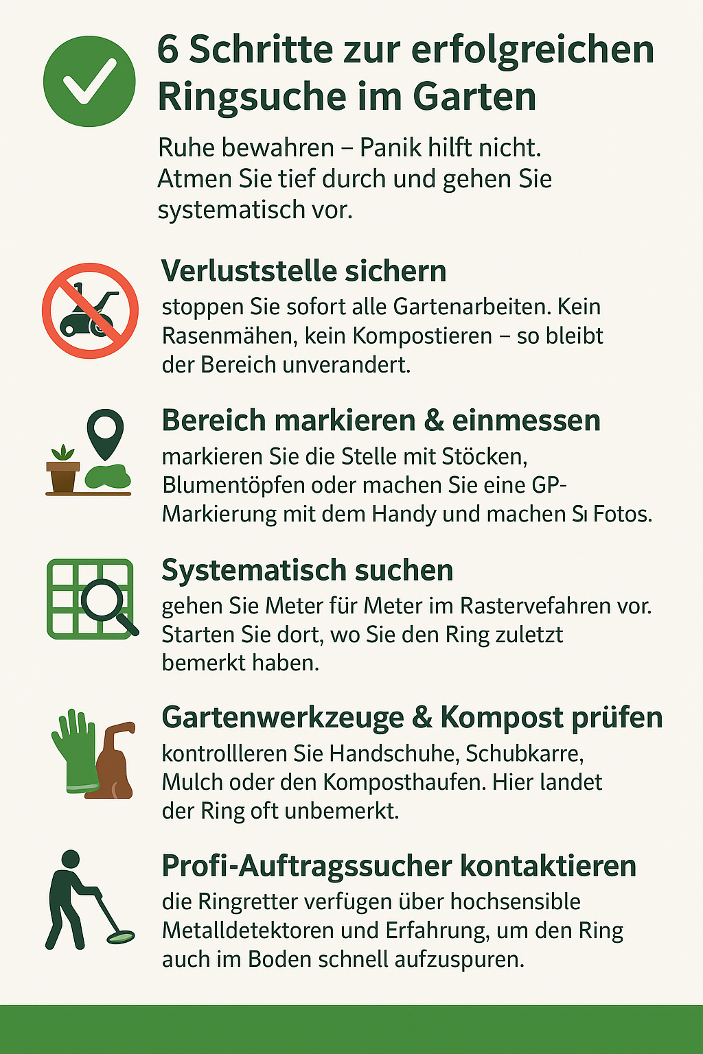 6 Schritte zur erfolgreichen Ringsuche wenn der Ehering im Garten verloren wurde