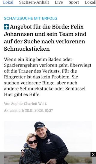 Metalldetektor-Suchdienst in der Zeitung